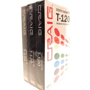 Craig CC358 Premium Blank T-120 VHS Video Tapes | 3-Pack | Video Casette Tapes Recordable and Reusable | 120-Minute Recording Time | 6-Hour Total Time |