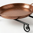 Freestanding Hammered Copper Bird Feeder & Bird Bath with Scroll Stand