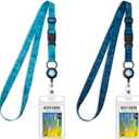MNGARISTA Retractable Cruise Lanyard for Ship Cards, Waterproof Lanyards for Cruise Ship Cards with ID Holder, 2 Pack, Underwater World
