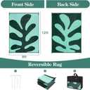 Wonnitar Abstract Outdoor Rug 9x12, Modern Coral Waterproof Reversible Plastic Straw Rug for Patio, Foldable Lightweight Outside Carpet for Deck, Balcony, RV, Beach, Green