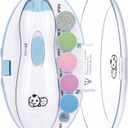 Royal Angels Upgraded 6 in 1 Baby Nail Trimmer with Labeled Case, 4 Colored Pads for Newborns to Toddlers, Whisper Quiet Electric Nail File with LED Light, Safe Manicure Set for Families (Babyblue) (8 Piece Set)