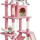 Yaheetech Cat Tree Cat Tower, 63in Multi-Level Kitten Tree w/Sisal-Covered Scratching Posts & Condo, Pet Furniture Activity Center for Kitty, Pink