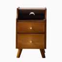 latifolia Solid Wood Nightstand, 2-Drawer Small Nightstand, Narrow Bedside Table with Shelf Storage(Walnut, 11.81''W)