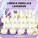 FIRIK Plug Ins Refills Air Freshener - Linen & Vanilla & Lavender Scent - 12 Pack for Home and Bathroom, Compatible with Air Wick & Glade, Not Include Glade Plus