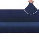 H.VERSAILTEX Armless Futon Cover Stretch Sofa Bed Slipcover Protector Elastic Feature Rich Textured High Spandex Small Checks Jacquard Fabric Futon Cover, Machine Washable, Navy