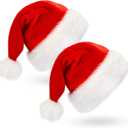 BOSONER Santa Hat: Christmas Hat Adult - Santa Hat for Women and Men - Led Santa Hat (2 Pack)