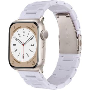 V-MORO Resin Band Compatible with Apple Watch Bands Series 10/9/8/7 41/42/40/38mm iWatch 6/5/4/3/2/1/SE with Starlight Buckle Fashion Wristband Strap Women Men(Pure White, 38mm/40mm/41mm/42mm)