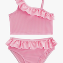 LIZENS Girls Two Piece Swimwear Ruffle Trim 2-12Years Flounce Striped Beach Bathing Suit