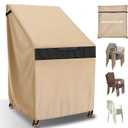 NEVERLAND Stackable Patio Chair Covers, Stacking Outdoor Chair Covers Waterproof with 600D Heavy Duty Material, Lawn Chair Covers Fits for 4-6 Stackable Paito Chairs-36"Lx28"Wx47"H (Golden)