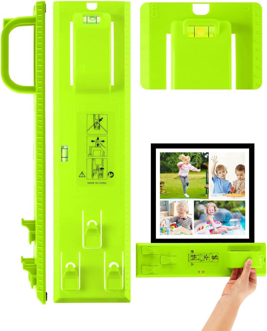 Instaframe Easy Picture Hanging Tool with Level, Goodsnova Picture Hanging Tool for Hang and Level in Seconds, Picture Hanger Tool Kit for Wall Photo/ Gallery Painting/ Mirror (Plastic) (Green)