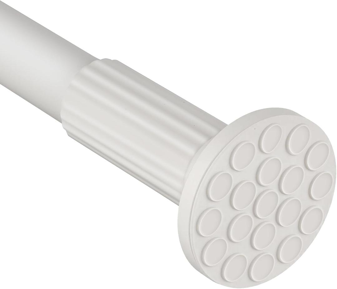 ZOCONE Tension Curtain Rod No Drilling 51-128 Inch (4.25-10.5Ft), Outdoor Curtain Rod for Patio, Heavy Duty Long Tension Rod, Adjustable Spring Loaded Shower Curtain Rod for Bathroom Window, White
