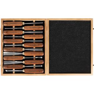 12-Pieces Woodworking Wood Carving Tools Chisel Set with Wooden Box, Razor Sharp CR-V 60 Steel Blades
