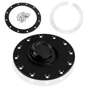 Billet Aluminum Easy Fill Fuel Cell Cap with 12 Hole Cell Bung and Rubber Gasket Black