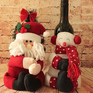 VANTATY 1-Piece Cute Santa Claus & Snowman Wine Bottle Coats, Xmas Decoration Party Dinner Decors, Table Ornament, Gift