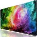 Desk Pad, Desk Matt for Desktop, Extended XXL Large Gaming Mouse Pad for Desk, Anti-Slip Keyboard Mouse Mat with Stitched Edges, Keyboard Mouse Mat for Computer, Work, Office, Gaming, Aurora