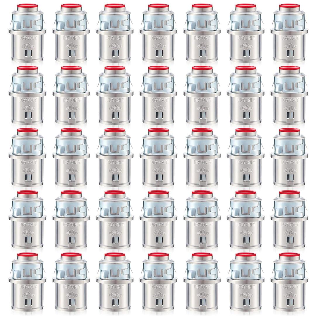 Metal-Clad Cable Connectors Zinc Electrical Conduit Connector 3/8" Snap in Connectors for Steel and Aluminum Cable (35 Pack)