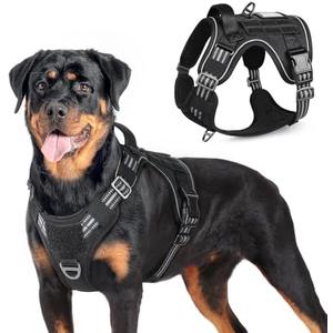 rabbitgoo Tactical Dog Harness for Large Dogs, No Pull Military Service Vest with Handle & Molle, Easy Control for Training Walking, Adjustable Reflective Straps, Black, L