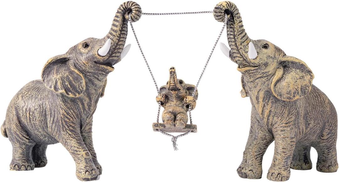 Elephant Statue For Home Decor.Elephant Gifts For Women,Mom.Elephant Decor For Living Room,Office,Shelf Decorations.Elephant Figurines Bring Good Luck,Love.Elephant Table Centerpiece Ornaments. (Beige)