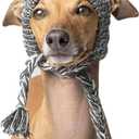 Polar Pom Pom Hat, Warm Pet Dog Knitted Hat,Pet Dog Winter Knitted Hat, Hats for Small Dogs, Winter Dog Hat with Ear Holes and Long Tassel (Grey, Large)