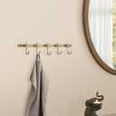 WINCASE Antique Brass Towel Hook, Brushed Brass Wall Hook Rail, 5 Hooks Antique Coat Hook Rail Hanger Bathroom Robe Hooks Rack Wall Mounted