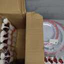 I00000 210 Pcs Red Plates Set,Clear and Red Plastic Plate Include 60 Plates,30 Cups,30 Rolled Napkins with Plastic Cutlery for Wedding & Valentine's Day