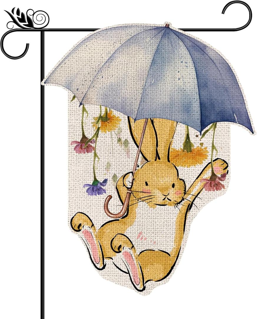 Spring Garden Flag Bunny Vertical Double Sided Seasonal Farmhouse Yard Outdoor Decor