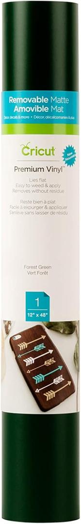 Cricut Removable Vinyl, Forest Green - 4ft Roll (12x48) Premium No-Residue Vinyl for DIY Crafts, Wall Decals, Stickers, in-House Decor - Compatible with Cricut Maker + Explore Machines