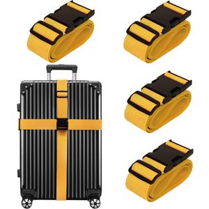 Luggage Straps for Suitcases TSA Approved Travel Belt 4 Pack by Chelmon (Yellow)