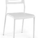 Humble Crew Desk Chair no Wheels, White, 16"W x 19"D x 30"H, 200 lbs Max - Lightweight Plastic Chair for Small Spaces - Premium Stackable Minimalist Chair for Office, Dorm, Bedroom, Dining, and More