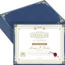 HAUTOCO 50 Packs Single Sided Certificate Holders, Award Certificate Covers with Gold Foil Border Navy Blue Diploma Holders for Letter Size 8.5 x 11 Cardstock, Graduation, Documents