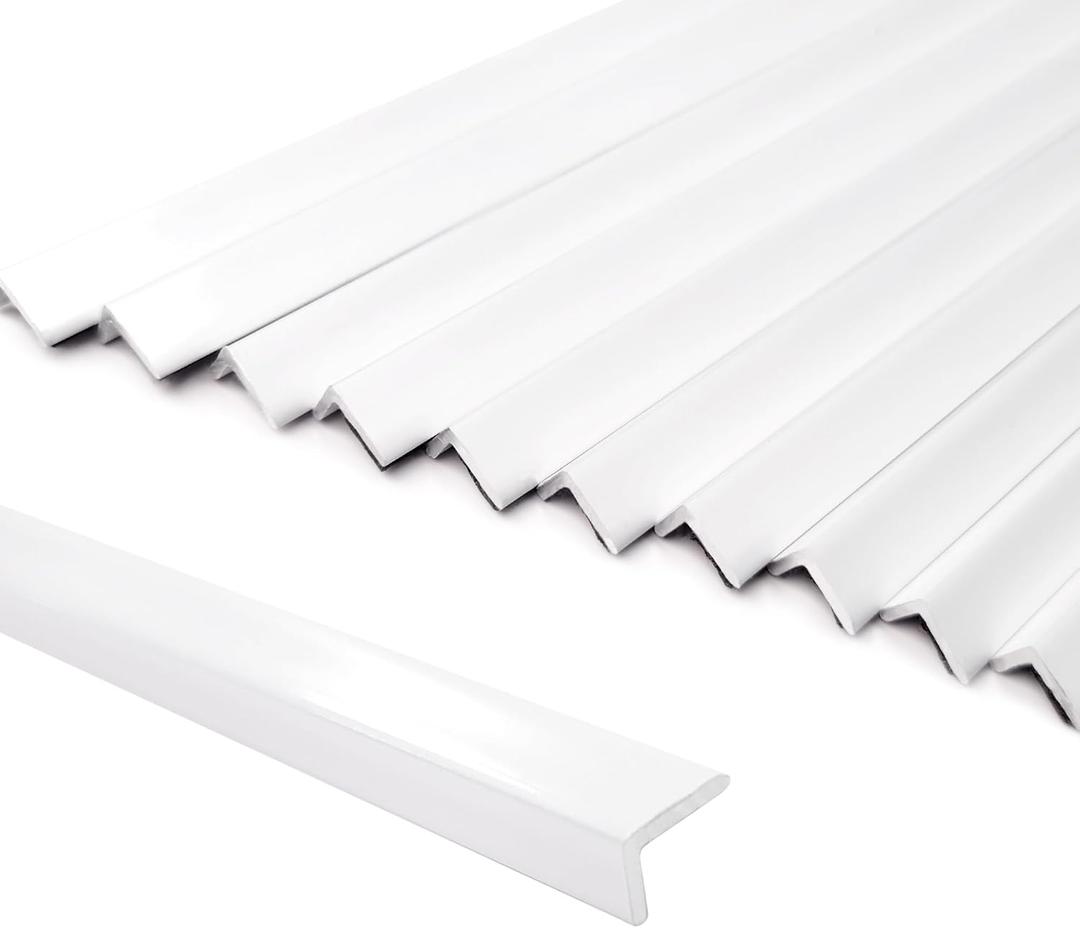 SUNWINGS 10-Pack 12 Inch Peel and Stick Aluminum Tile Trim, Decorative Kitchen Backsplash Trim Edge, Self Adhesive Tile Liner Matte White Medium