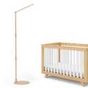 Floor-Standing Crib Mobile Arm,44.5-61 Inches Adjustable Height Natural Beech Wood, Baby Mobile Holder Hanger for Crib/Bassinet/Playpen, Easy Assembly Unisex Nursery Decor