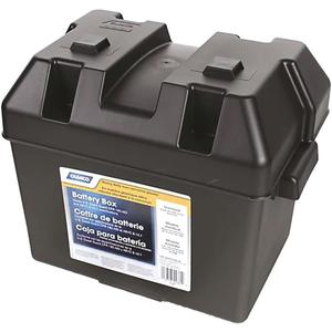 Camco Heavy Duty Battery Box with Straps and Hardware - Group 24 |Safely Stores RV, Automotive, and Marine Batteries |Durable Anti-Corrosion Material | Measures 7-1/4" x 10-3/4" x 8"