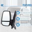 Left Driver Side Door Mirror Compatible With 2015-2026 Ford Transit 150 250 350 350HD With Power Glass Manual Folding Matte Black (Short Arm) Replace#CK4Z-17683-DA (3Pins)