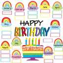 Rainbow Happy Birthday Bulletin Board Rainbow Holiday Board Sign Let's Celebrate Happy Birthday Cloud Accents Cutouts for Calendars Bulletin Boards