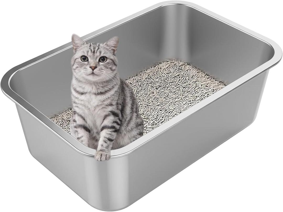 XX-Large High Sided Stainless Steel Cat Litter Box