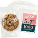 5" X 7" Self Sealing Cellophane Bags (1000 Pack) - Clear Cookie Bags With Seal for Baked Goods Packaging, Cookie Wrappers, Bakery Packaging, Bake Sale, Candy, Treats, Goodies, Gifts, Party Favors (Count Undetermined)