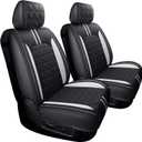 YIERTAI Truck Seat Covers for Dodge RAM fit 2009-2025 1500 2500 3500HD Limited Laramie Classic Bighorn Longhorn Crew Double Quad Cab Mega Cab Waterproof Leather(2 PCS Front only/Black-White)