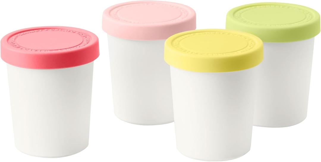 Tovolo Mini Ice Cream Containers 6oz for Homemade Ice Cream Set of 4, Reusable Ice Cream Storage Containers for Freezer with Silicone Lids, Small Ice Cream Tubs Stackable BPA Free, Assorted Colors