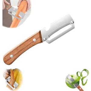 2-in-1 Multifunctional Vegetable Peeler with Wooden Handle & Stainless Steel Blade, Multifunctional Vegetable Peeler, Built-in Bottle Opener, Fruit & Vegetable Kitchen Peeling Tool (1Pcs)