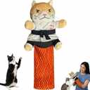 Karate Kitty Puppet Cat Wrestling Glove with Protective Forearm Sleeve, Interactive Hand Puppet Toy for Safe Play with Kittens and Adult Cats