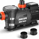 LEO In/Above Ground Pool Pump High Flow Powerful Self Priming Pool Pump,Light Black