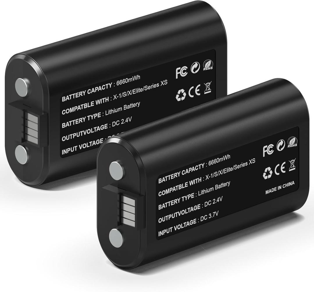 26660mWh Rechargeable Battery Pack for Xbox Series X/S & One/S/X/Elite Controllers, Overcharge/Short-Circuit Protection | Play & Charge, FCC/CE Certified (Includes 2 Battery Only)