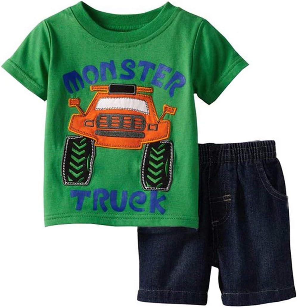 Toddler Boy Cotton Summer Short Sleeve T-Shirt and Short Set, 3T