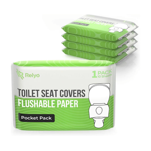 Toilet Seat Cover Paper Flushable (50 Pack) - XL for Adults and Kids Potty Training, 100% Biodegradable Travel Supplies Essentials for Public Restrooms, Airplane, Camping, Festivals
