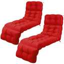 DoubleFill Outdoor Chaise Lounge Chair Cushion 72 x 22 x 4.21 Inches Thick Tufted Patio Pool Lounge Cushion Waterproof Replacement for Outdoor Furniture with Ties(Brick Red,2 Pcs)