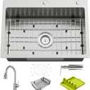 25x18In Drop In Kitchen Sink With Faucet,Stainless Steel,Single Bowl