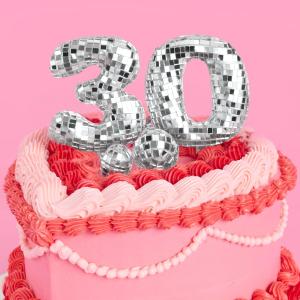 xo, Fetti 30th Birthday Disco Cake Topper - 6 pcs | Groovy Bday Party, Thirty Flirty Supplies, Cute Boogie Decorations, 30 Dancing Queen, 3.5 inches