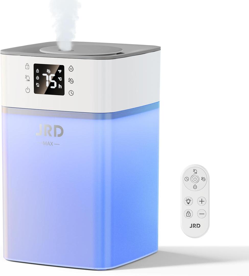 JRD 4L Humidifiers for Bedroom, Cool Mist Humidifier for Large Room, 40H Runtime, 360 Nozzle, Night Light for Home, Office, Baby Nursery, PlantsBlack