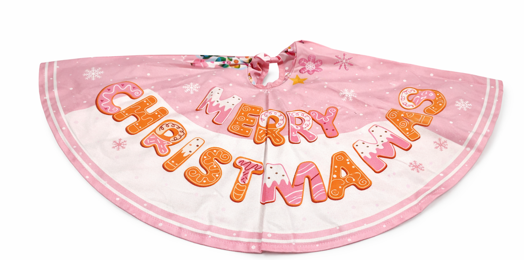 Capoda Pink Christmas Tree Skirt Gingerbread Man Candy Christmas Tree Skirt 48 Inch Xmas Tree Mat Gingerbread Christmas Tree Skirts Mat for Holiday Christmas Party Decorations Indoor Outdoor